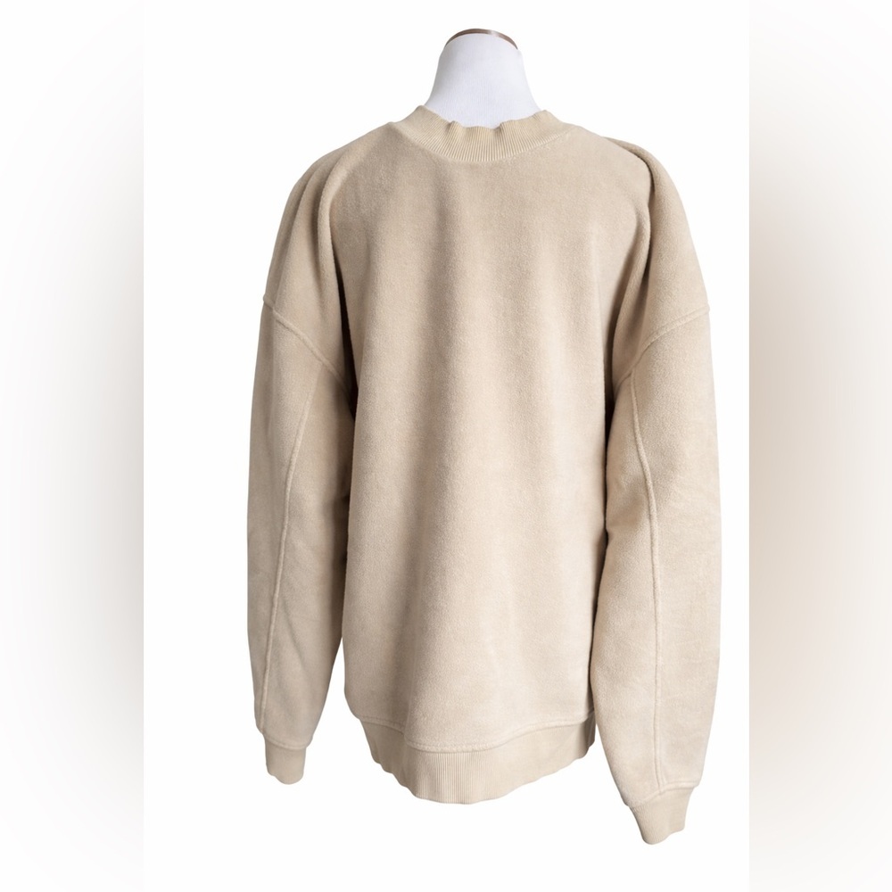 ZARA Cozy Teddy Fleece Pullover Sweatshirt Neutral Beige Men’s XL